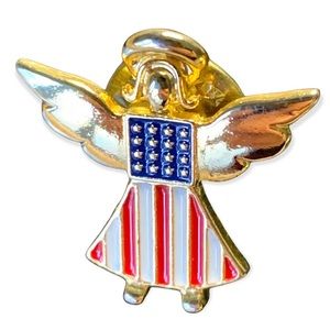 Patriotic Angel American Flag pin | gold plate | USA made